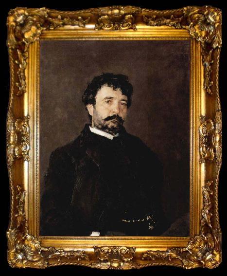 framed  Valentin Serov Portrait of Italian singer Angelo Masini 1890, ta009-2